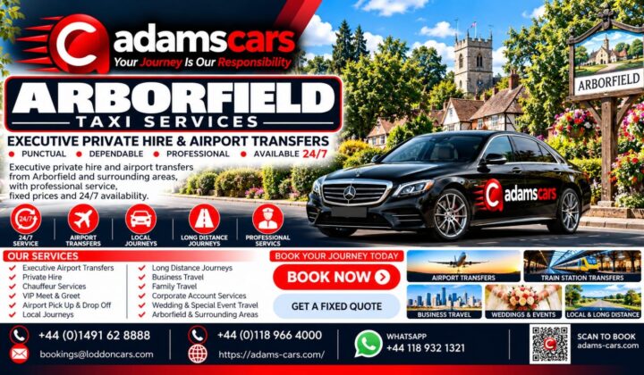 Arborfield taxi service by Adam Cars Taxi Company for local journeys and travel around Berkshire.