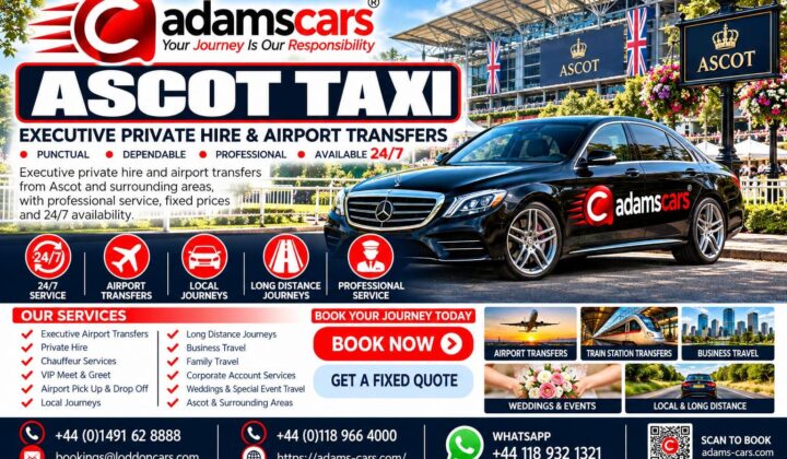 Ascot taxi service in Berkshire by Adam Cars Taxi Company.