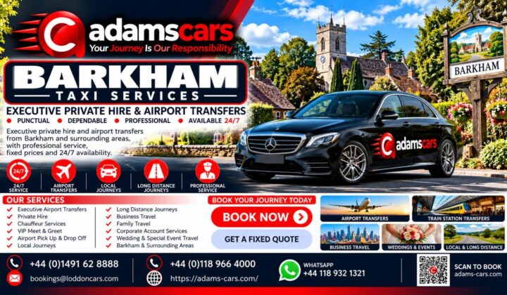 Barkham taxi service by Adam Cars Taxi Company for local journeys and travel across Berkshire.