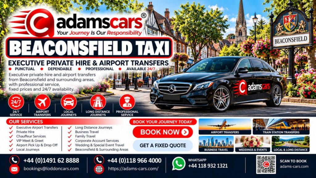 Beaconsfield taxi service in Buckinghamshire by Adam Cars Taxi Company.