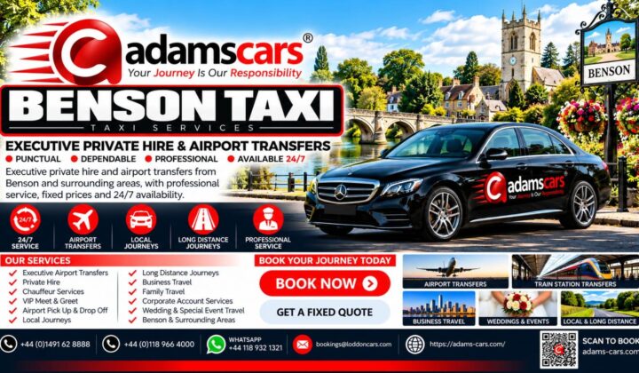 Benson taxi services by Adam Cars Taxi Company in Oxfordshire.