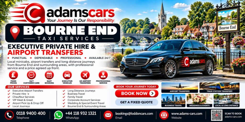 Bourne End taxi service in Buckinghamshire by Adam Cars Taxi Company.