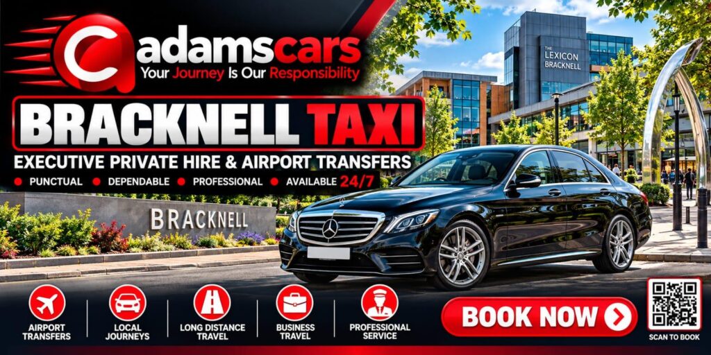 Bracknell taxi service for local journeys and transfers by Adam Cars Taxi Company.