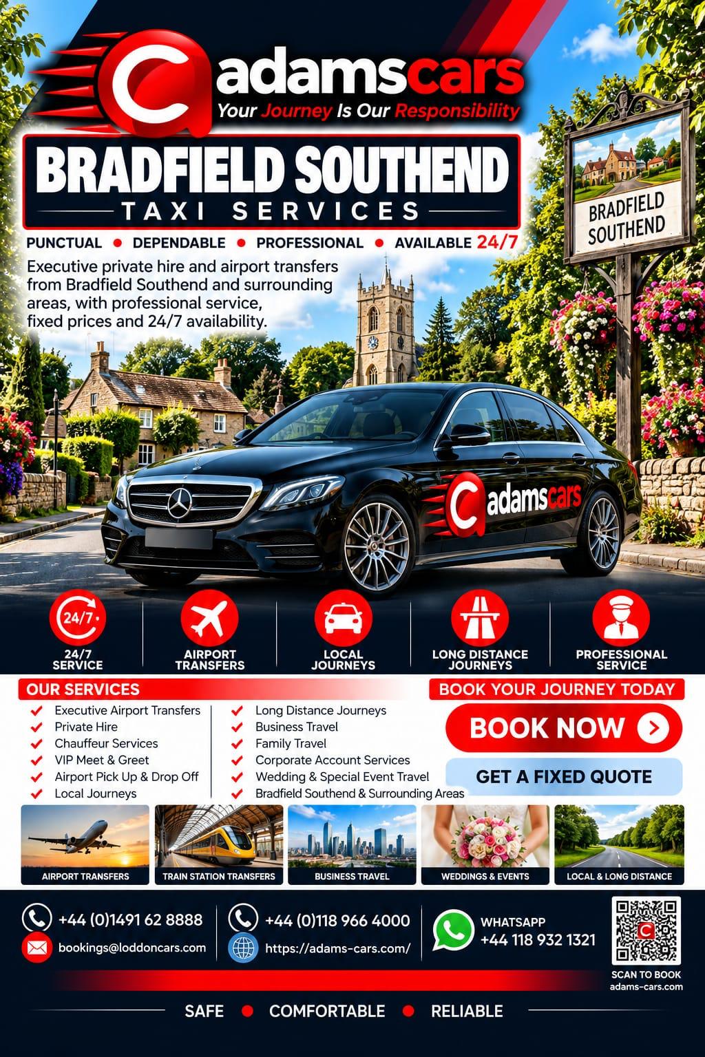 Bradfield Southend taxi service by Adam Cars Taxi Company for local journeys and travel to Reading and nearby Berkshire destinations.