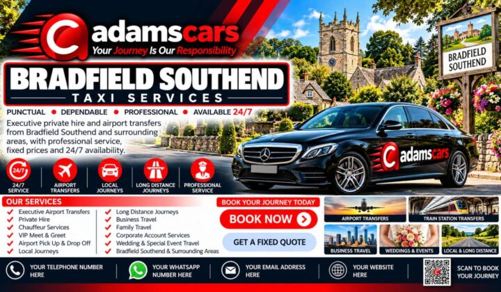 Bradfield Southend taxi service by Adam Cars Taxi Company for local journeys and travel to Reading and nearby Berkshire destinations.