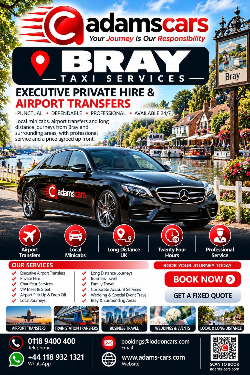 Bray taxi service in Berkshire by Adam Cars Taxi Company.