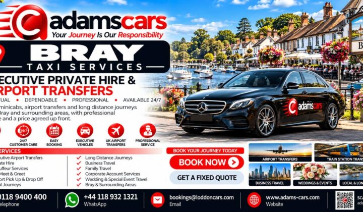 Bray taxi service in Berkshire by Adam Cars Taxi Company.
