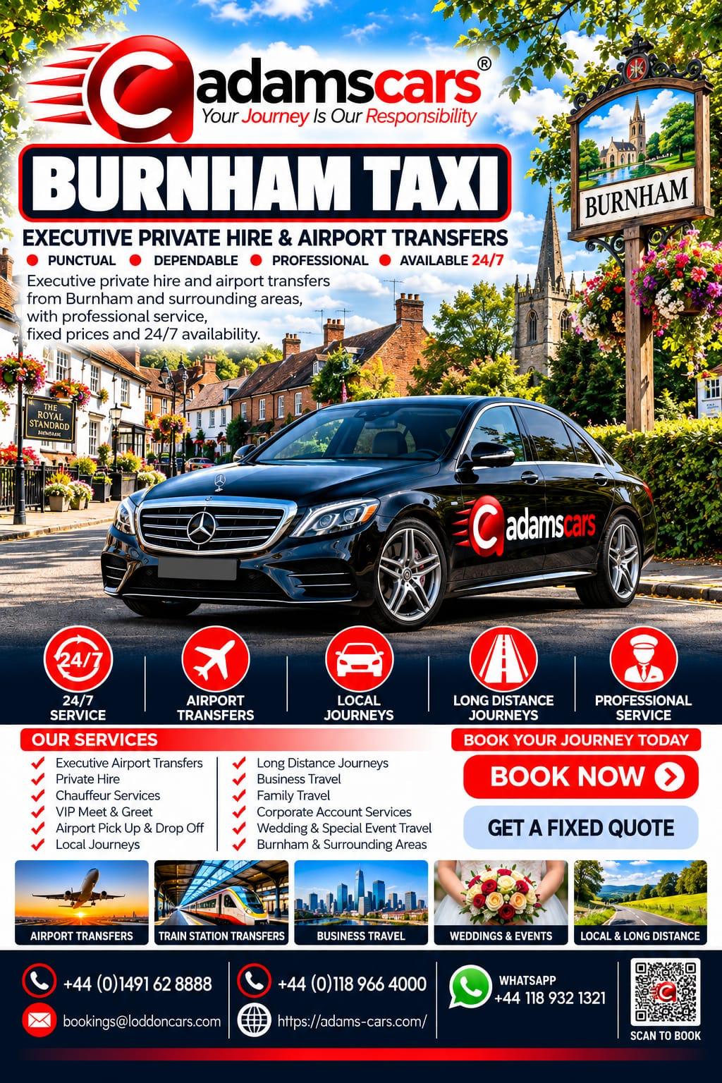 Burnham taxi service in Buckinghamshire by Adam Cars Taxi Company.