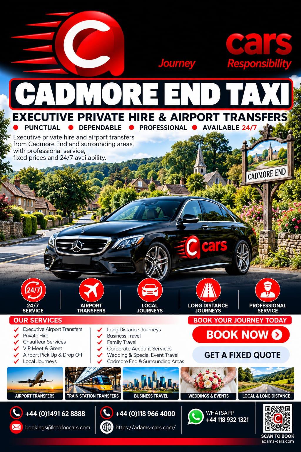 Cadmore end taxi - Adams Cars Cadmore End taxi service in Buckinghamshire