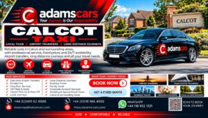 Calcot taxi service in Berkshire by Adam Cars Taxi Company.