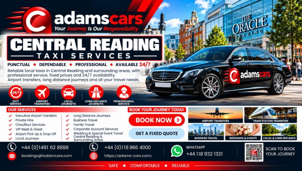 Central Reading taxi service from Adam Cars Taxi Company.