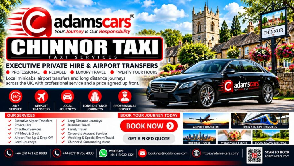 Chinnor taxi service for local journeys and longer trips with Adam Cars Taxi Company.