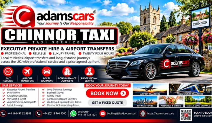 Chinnor taxi service for local journeys and longer trips with Adam Cars Taxi Company.