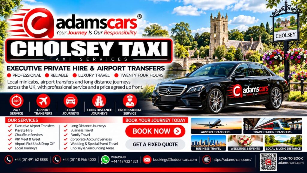 Cholsey taxi service by Adam Cars Taxi Company in South Oxfordshire.