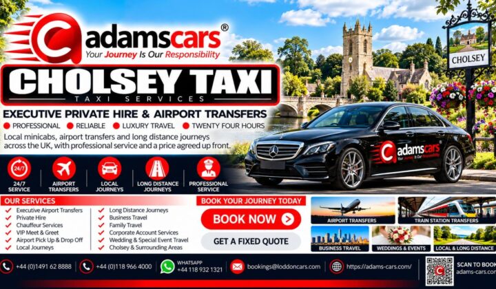 Cholsey taxi service by Adam Cars Taxi Company in South Oxfordshire.