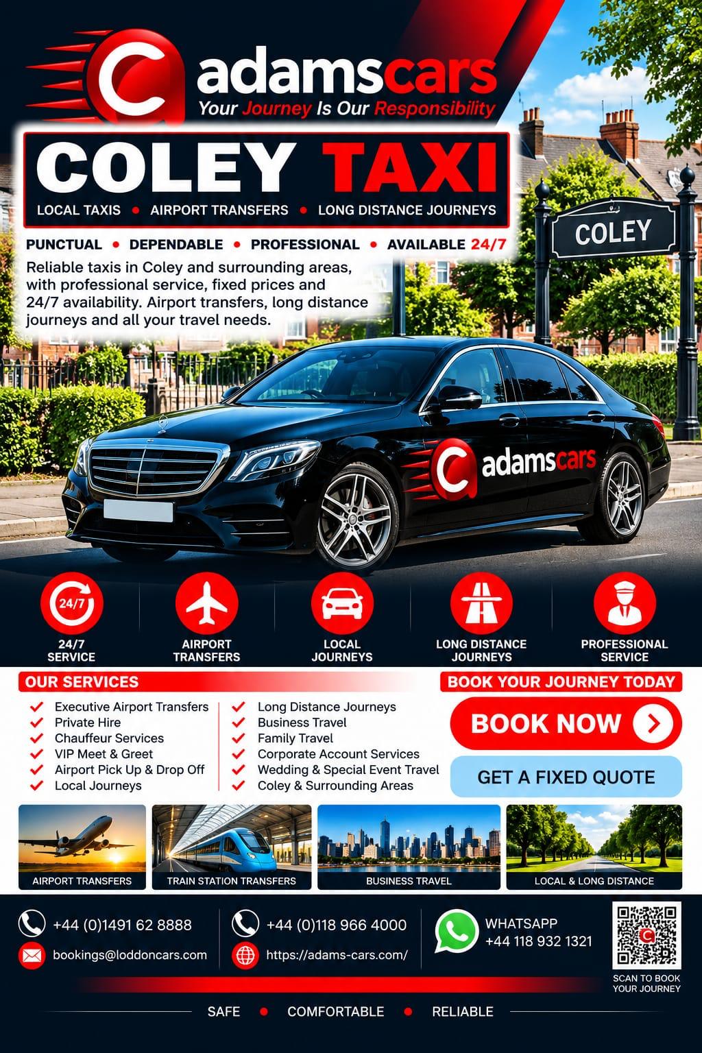 Coley taxi service in Reading by Adam Cars Taxi Company.