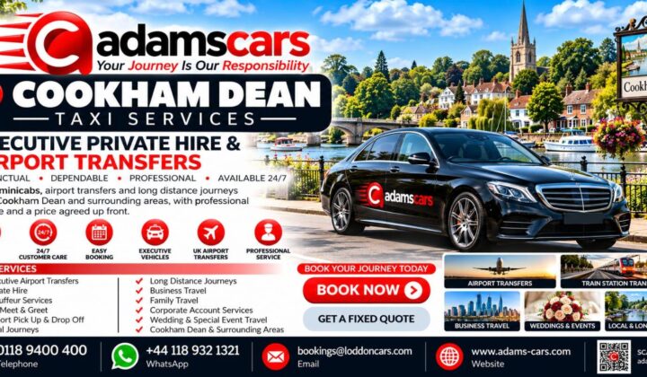 Cookham Dean taxi service in Berkshire by Adam Cars Taxi Company.