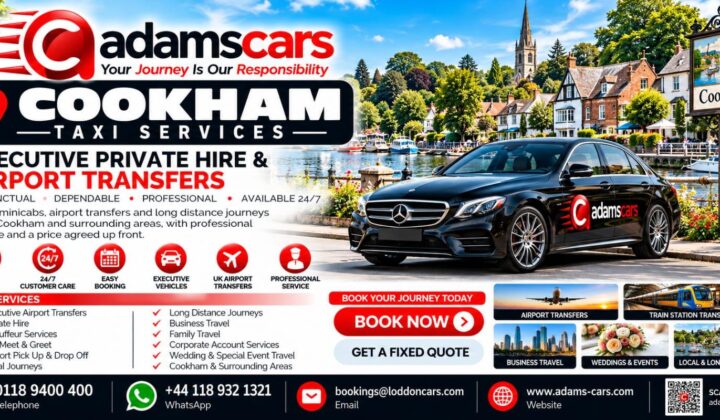 Cookham taxi service in Berkshire by Adam Cars Taxi Company.