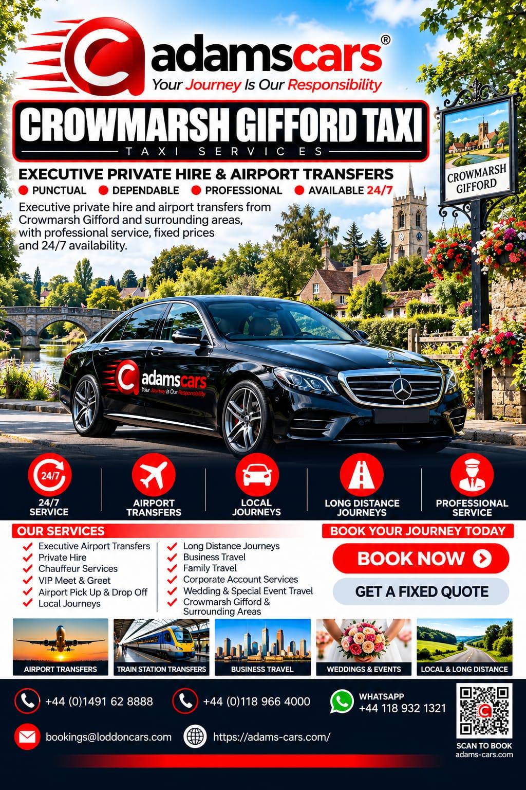 Crowmarsh Gifford taxi service by Adam Cars Taxi Company in South Oxfordshire.