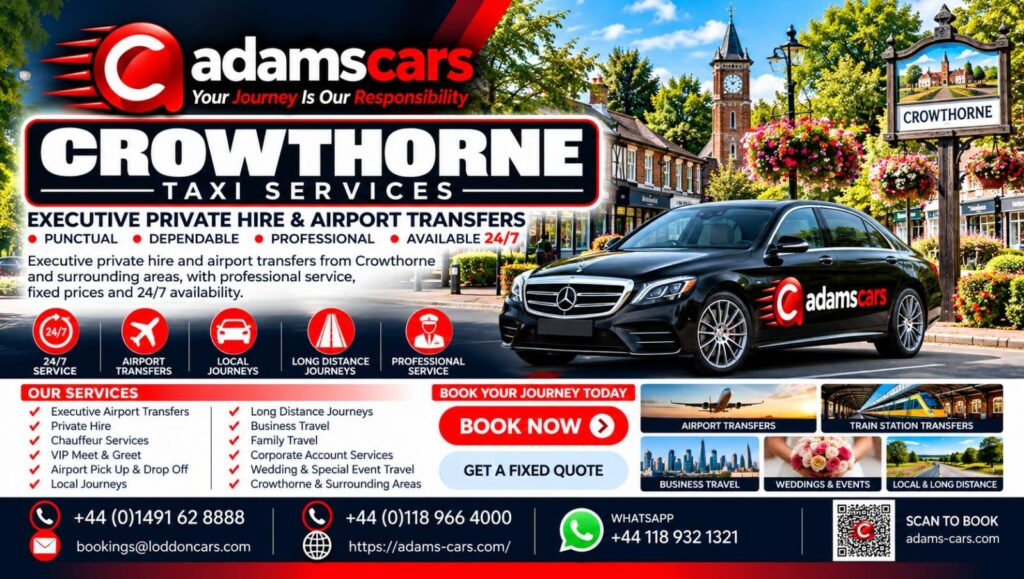 Crowthorne taxi service by Adam Cars Taxi Company for local journeys and travel across Berkshire.