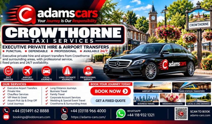 Crowthorne taxi service by Adam Cars Taxi Company for local journeys and travel across Berkshire.
