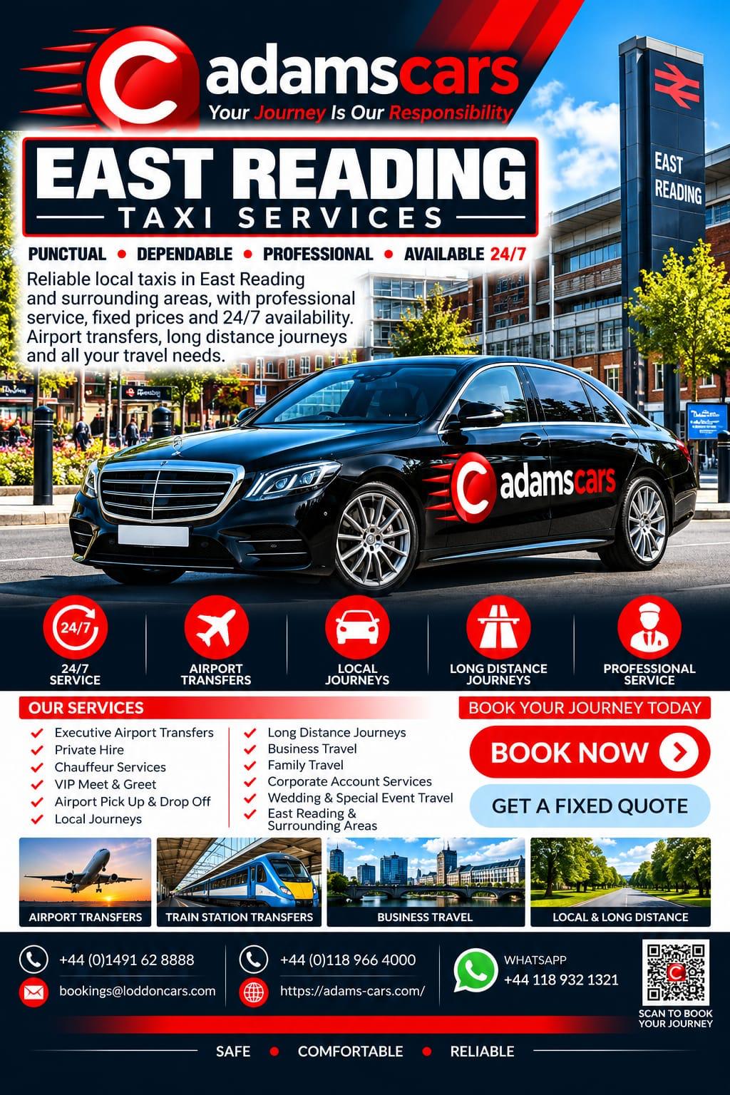 East Reading taxi service by Adam Cars Taxi Company.