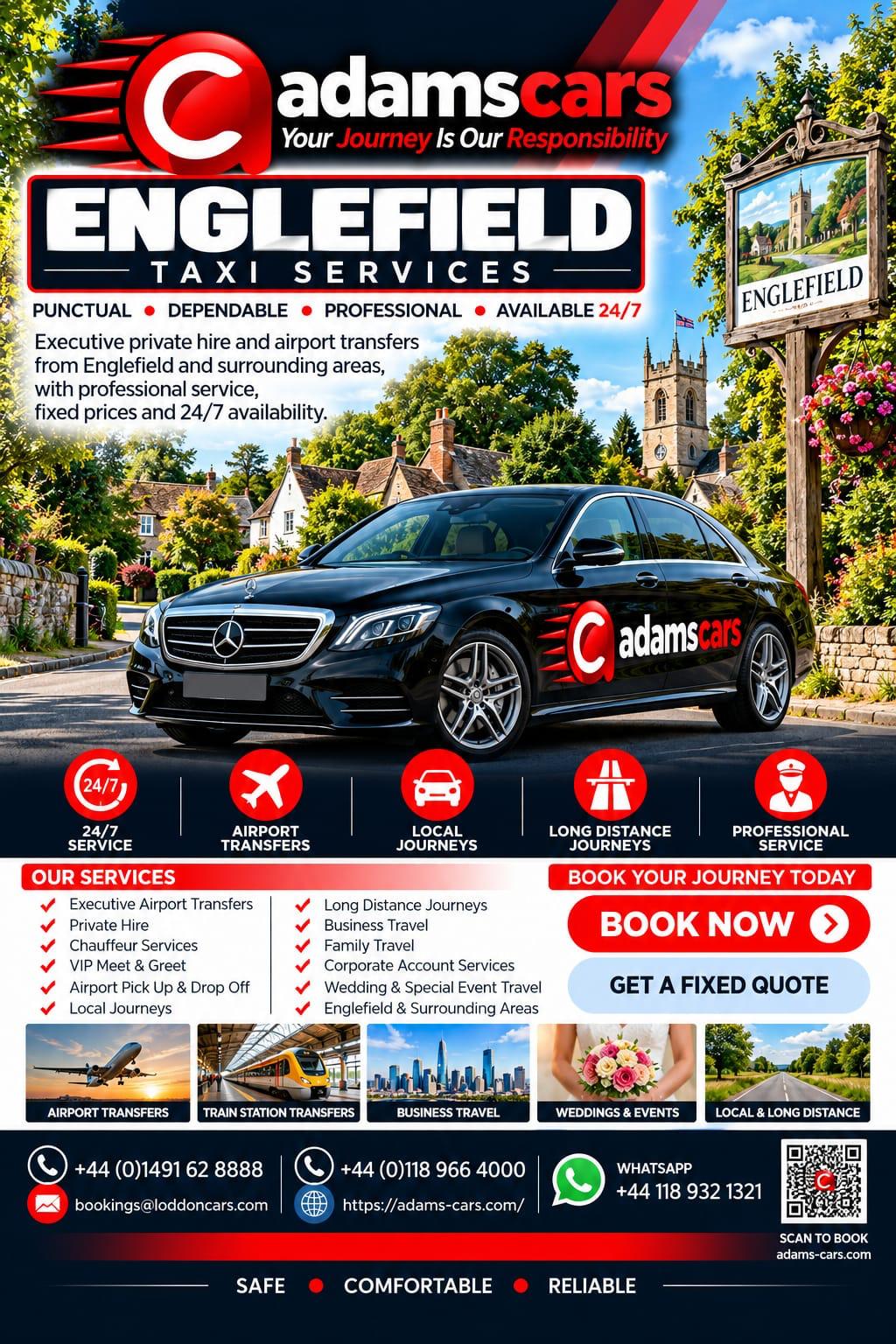Englefield taxi service by Adam Cars Taxi Company for local journeys and travel to Reading and nearby Berkshire destinations.