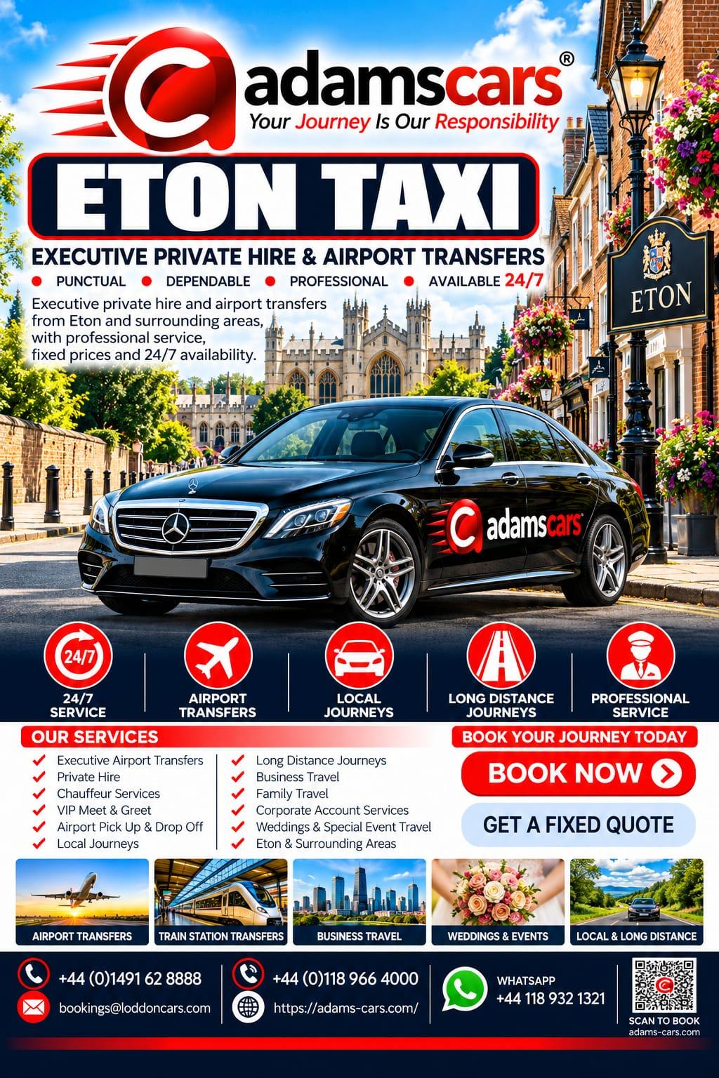 Eton taxi service in Berkshire by Adam Cars Taxi Company.