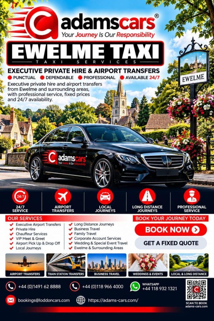 Ewelme taxi service by Adam Cars Taxi Company in South Oxfordshire.