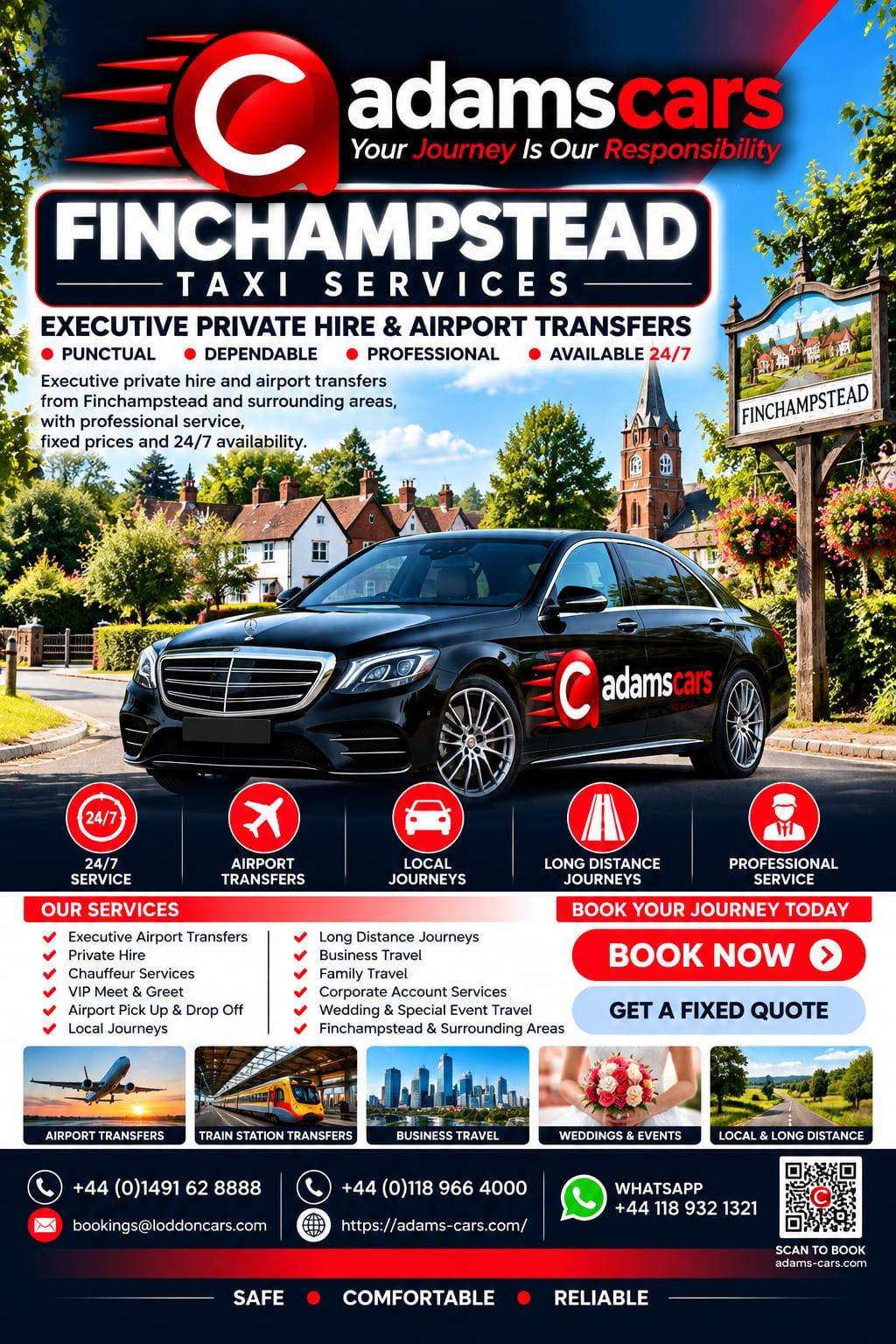 Finchampstead taxi service by Adam Cars Taxi Company for local journeys and travel across Berkshire.