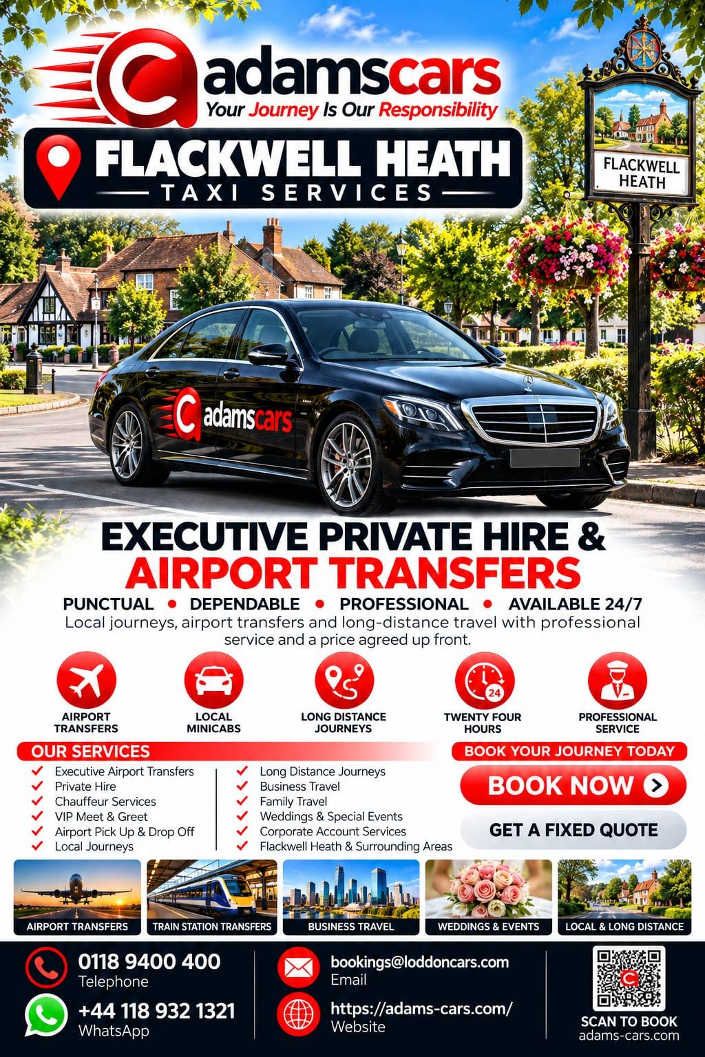 Flackwell Heath taxi service in Buckinghamshire by Adam Cars Taxi Company.