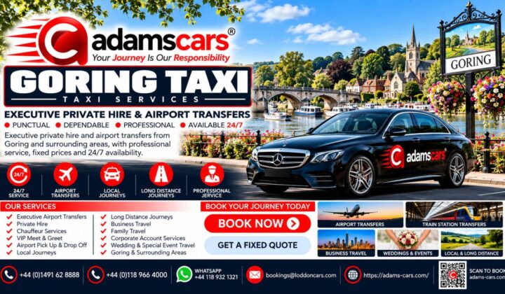 Goring taxi service by Adam Cars Taxi Company in Oxfordshire.