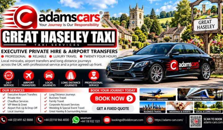Great Haseley taxi service by Adam Cars Taxi Company for local and longer journeys.