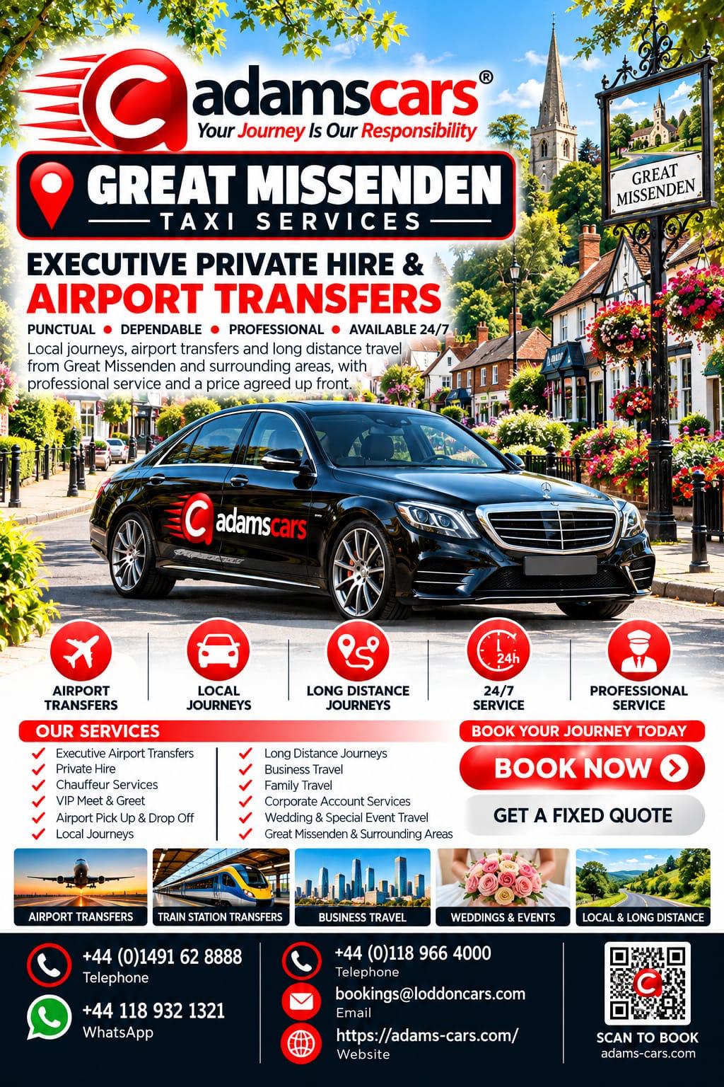 Great Missenden taxi service in Buckinghamshire by Adam Cars Taxi Company.