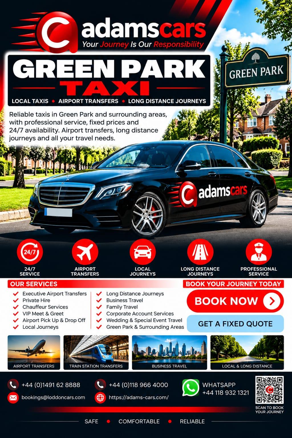 Green Park taxi service in Reading by Adam Cars Taxi Company.