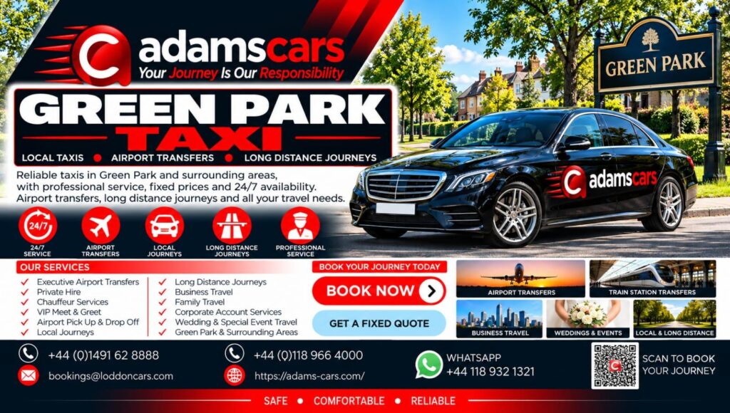 Green Park taxi - Adams Cars Green Park taxi service in Reading by Adam Cars Taxi Company.
