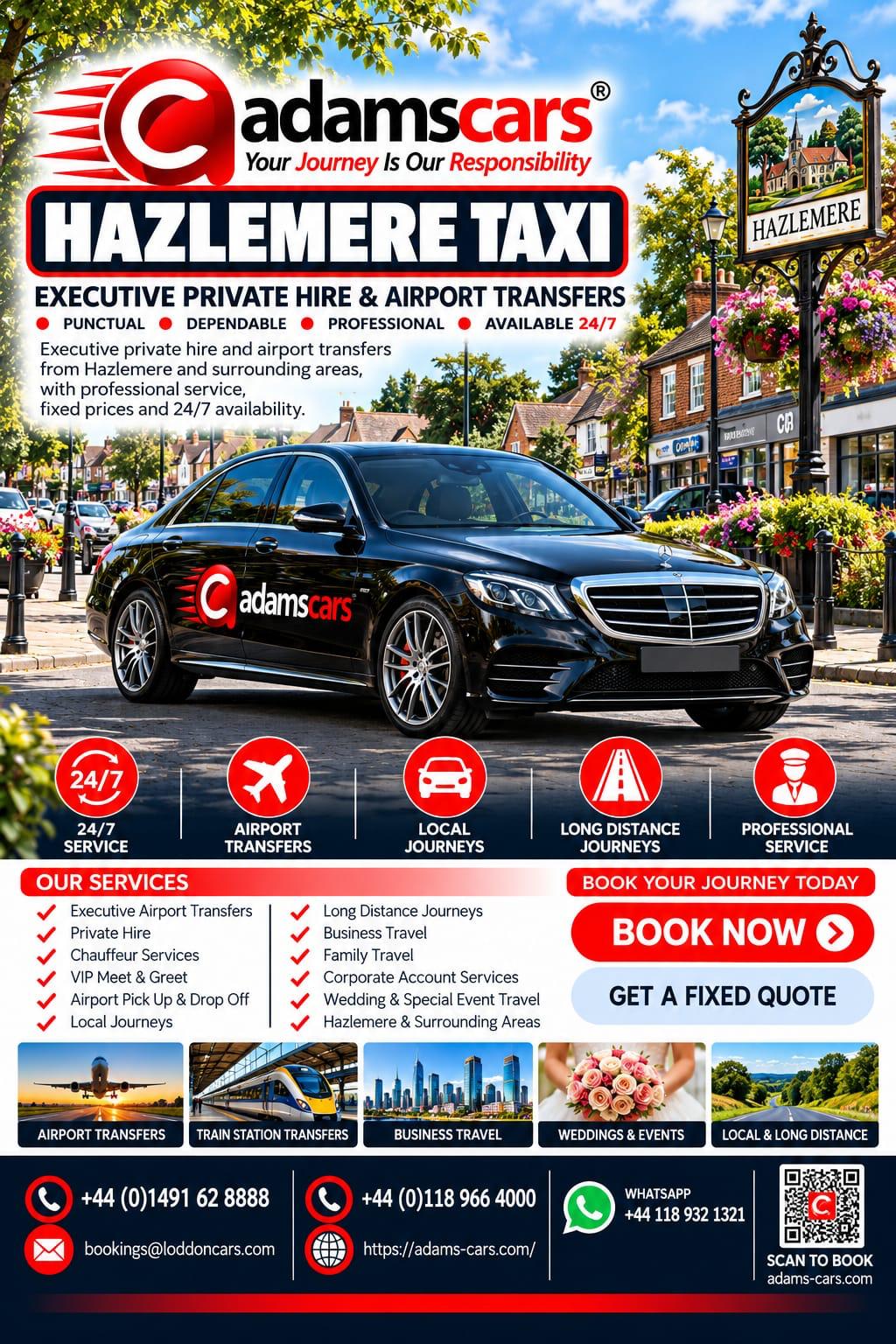 Hazlemere taxi service in Buckinghamshire by Adam Cars Taxi Company.