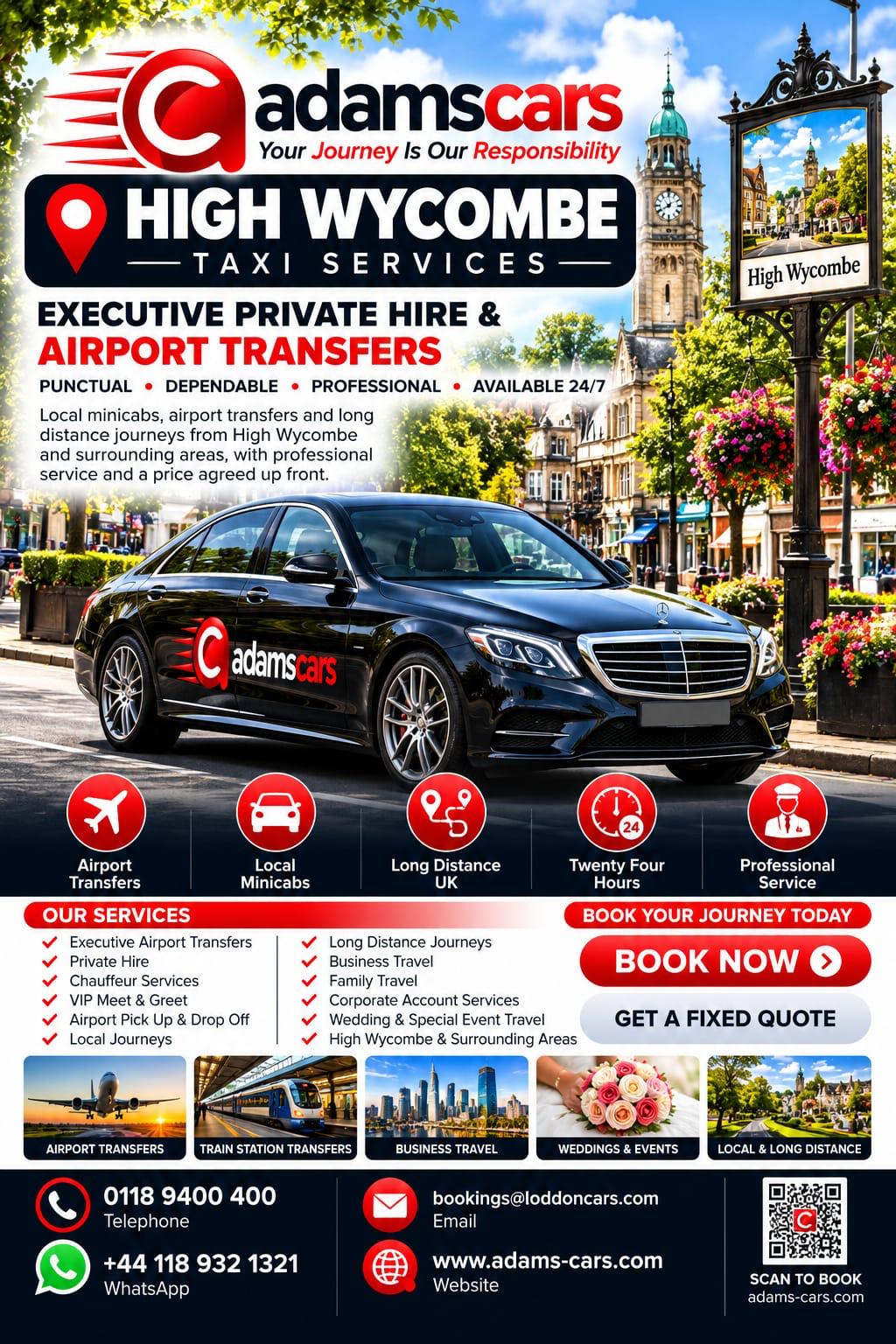 High Wycombe taxi service in Buckinghamshire by Adam Cars Taxi Company.