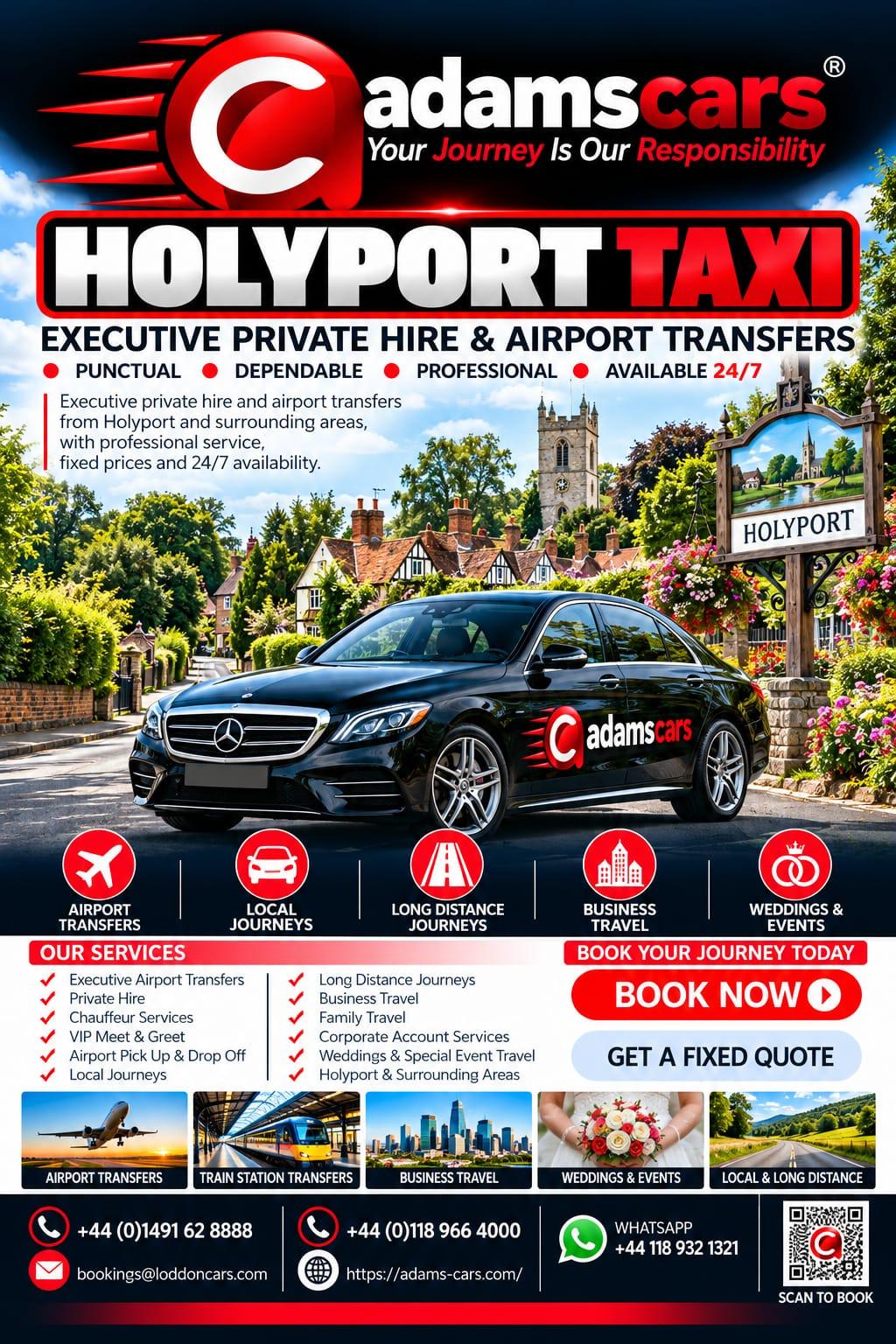 Holyport taxi service in Berkshire by Adam Cars Taxi Company.