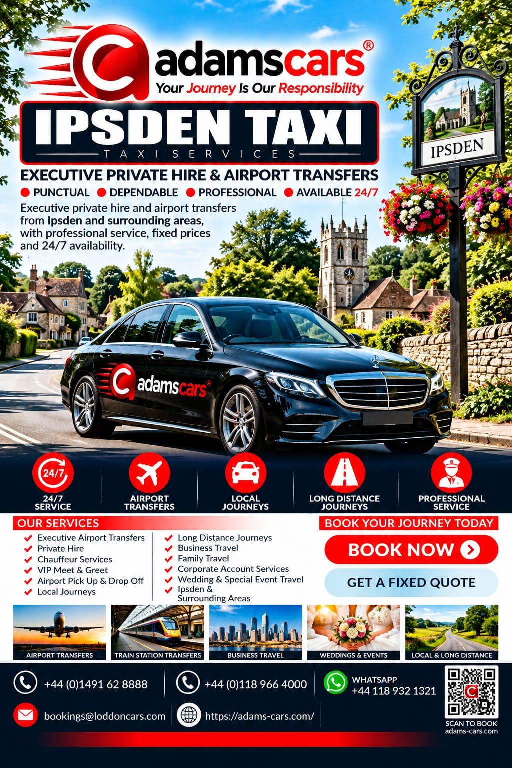 Ipsden taxi service by Adam Cars Taxi Company in South Oxfordshire.