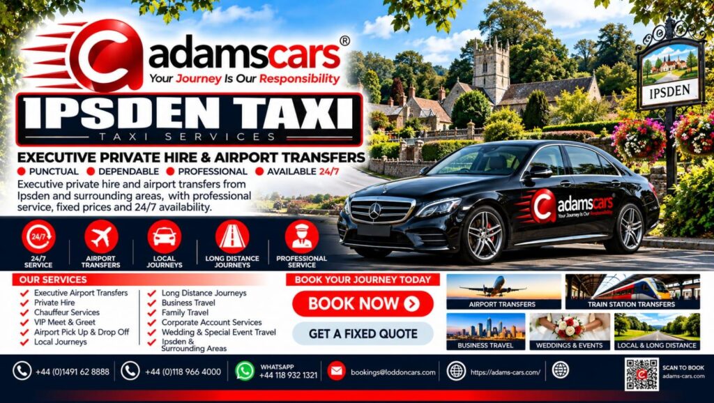 Ipsden taxi service by Adam Cars Taxi Company in South Oxfordshire.