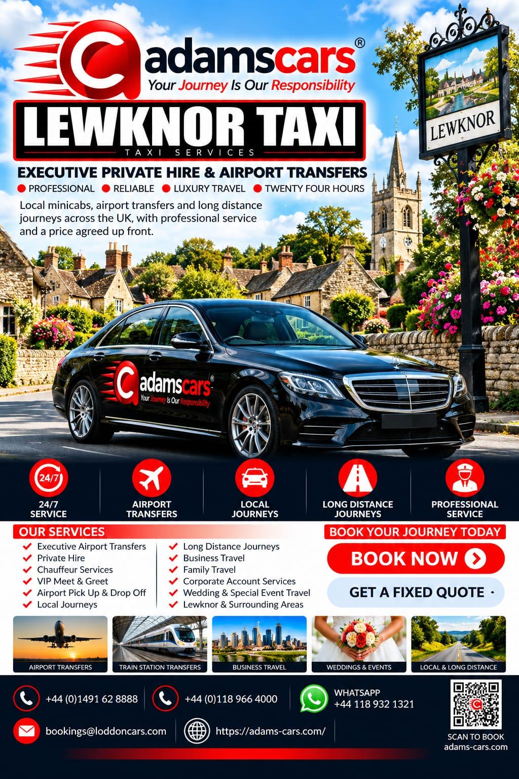 Lewknor taxi service for local and longer journeys with Adam Cars Taxi Company.