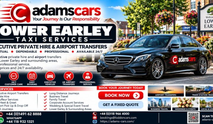 Lower Earley taxi service by Adam Cars Taxi Company for local journeys and travel to Reading.
