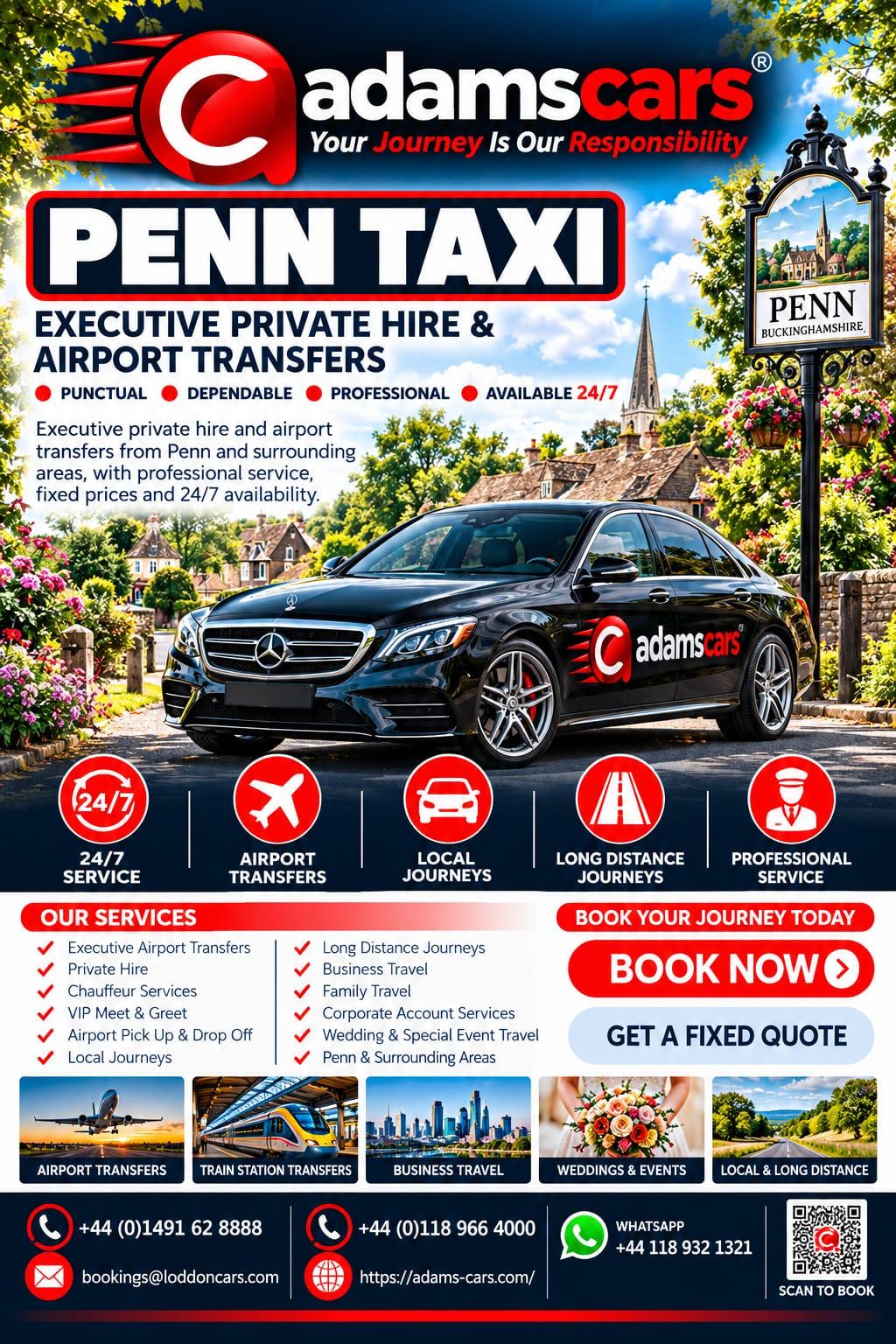 Penn taxi service in Buckinghamshire by Adam Cars Taxi Company.