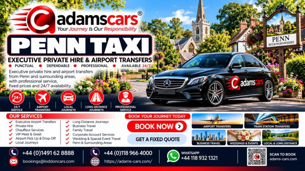 Penn taxi service in Buckinghamshire by Adam Cars Taxi Company.