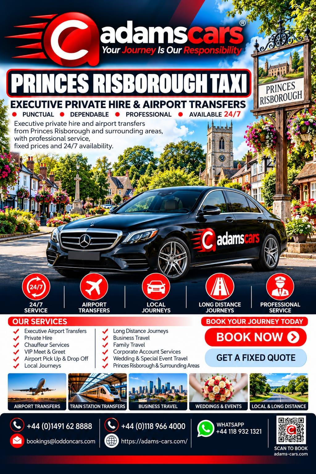 Princes Risborough taxi service in Buckinghamshire by Adam Cars Taxi Company.