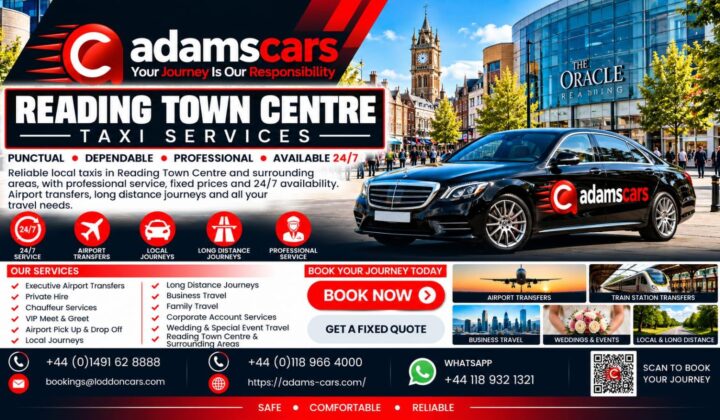 Reading Town Centre taxi service by Adam Cars Taxi Company for shopping, business appointments, railway station transfers and local journeys.