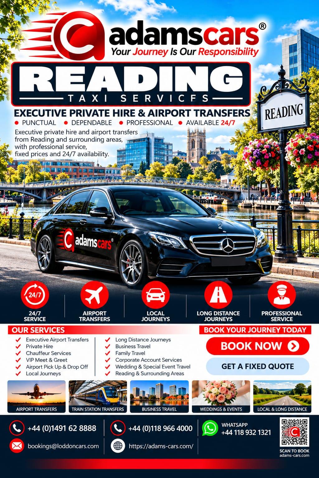 Reading taxi service for local journeys and pre-booked transport