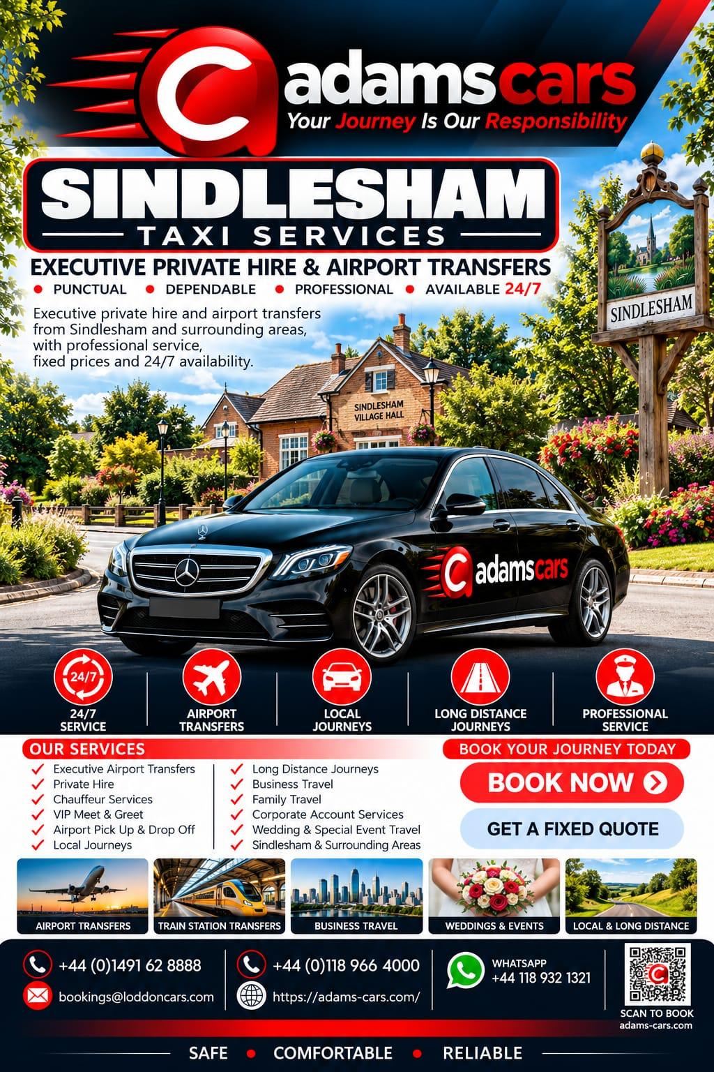 Sindlesham taxi service by Adam Cars Taxi Company for local journeys and travel around Berkshire.