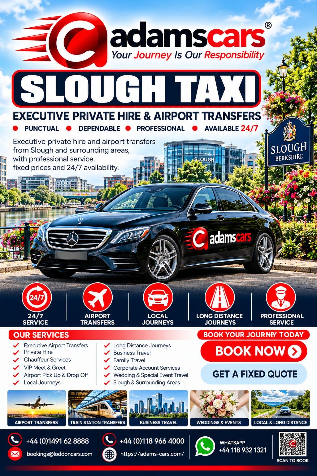Slough taxi service in Berkshire by Adam Cars Taxi Company.